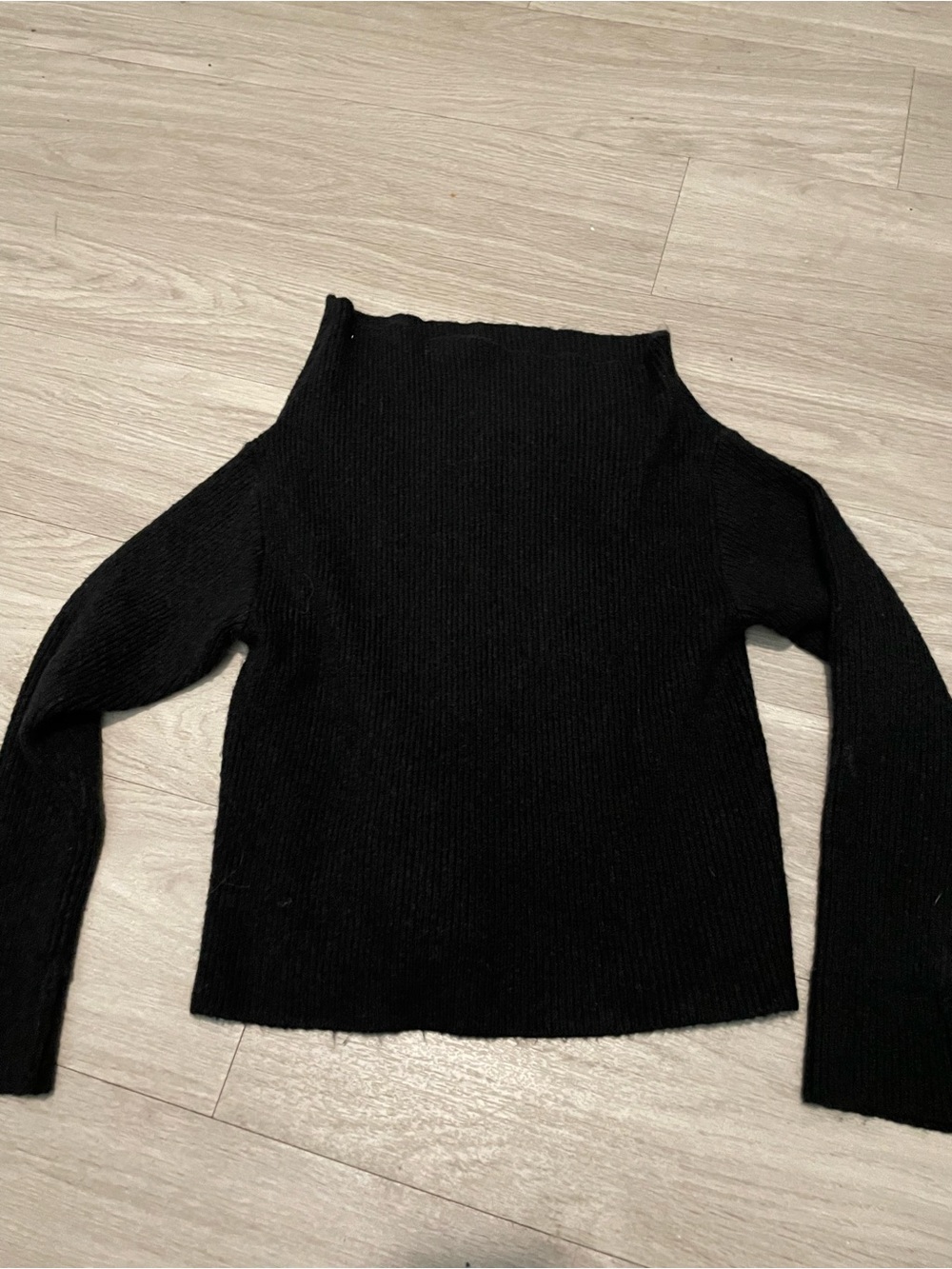 Treasure & Bond Black Off-the-Shoulder Knit Sweater